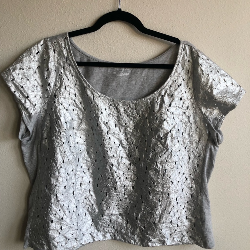 Lane Bryant metallic and knit shirt